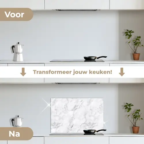 Klassiek - Marmer - Aders - Grijs keuken achterwand spatscherm klein 900 -voor_na_NL