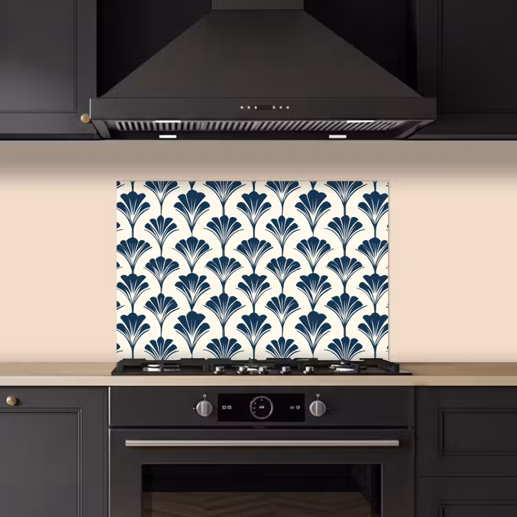 Klassiek - Motief - Blauw keuken achterwand spatscherm klein 900 -sfeer1