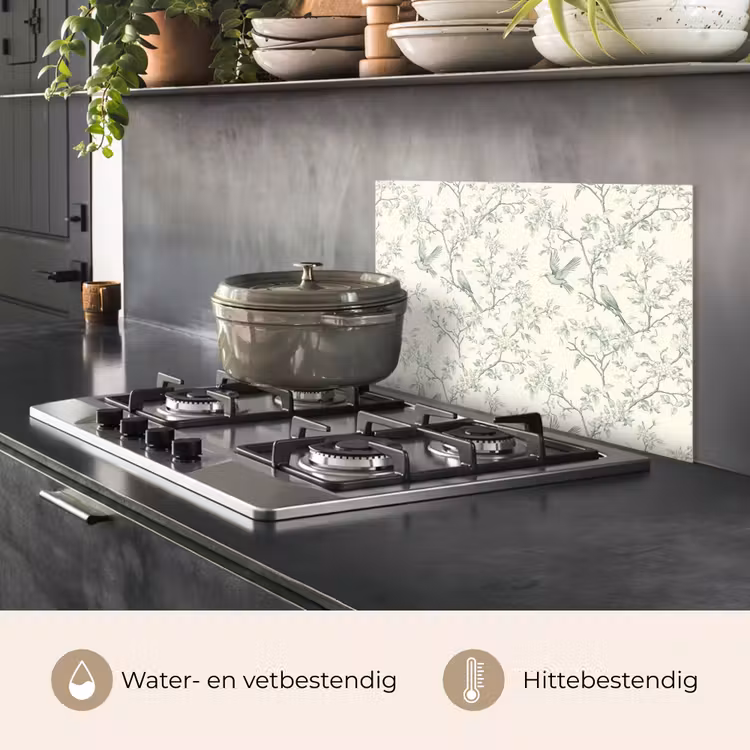 Klassiek - Vogels - Groen keuken achterwand spatscherm klein 900 -usp_NL