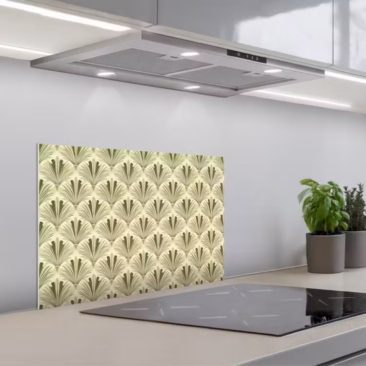 Klassiek - Waaier - Groen keuken achterwand spatscherm klein 900 -3d_schuin