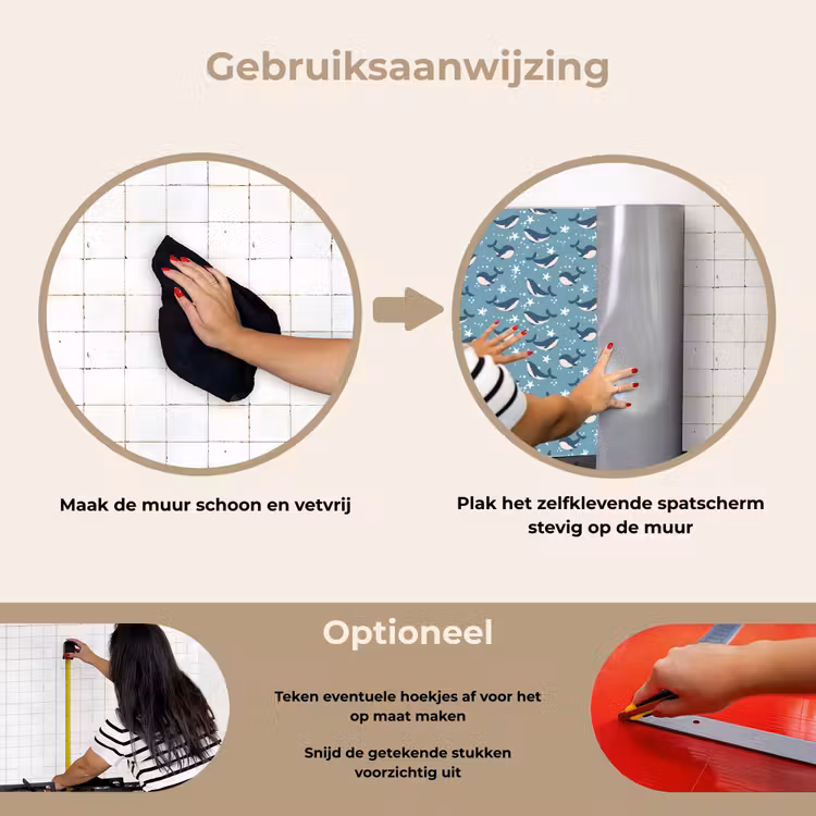Klein - Oceaan - Walvis - Zeester keuken achterwand spatscherm klein 900 -gebruiksaanwijzing_NL