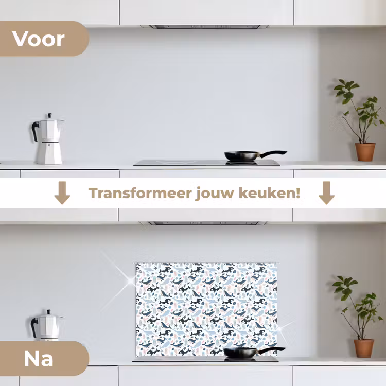 Klein - Oceaan - Walvissen - Octopus keuken achterwand spatscherm klein 900 -voor_na_NL