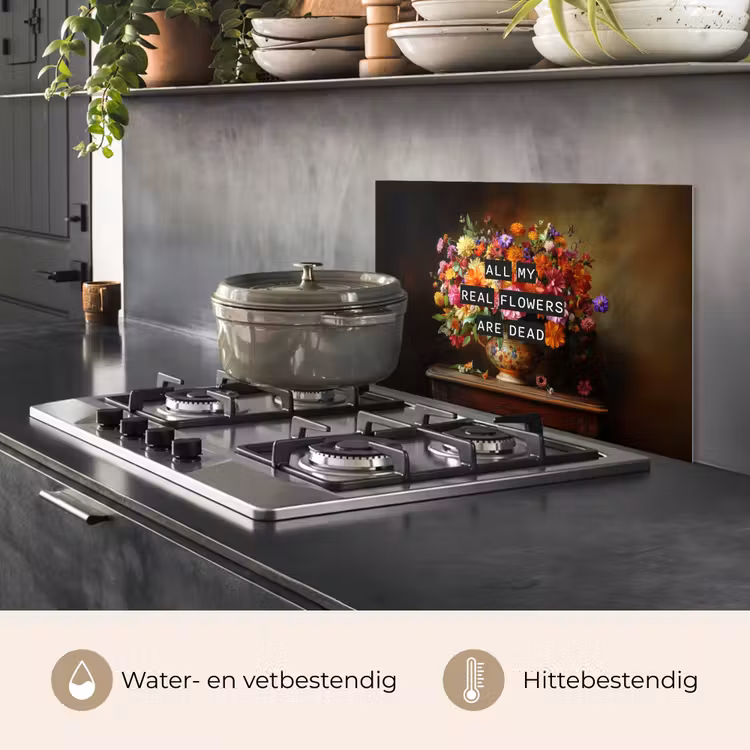 Kleur - Bloemen - Vintage - Bloemenvaas keuken achterwand spatscherm klein -usp_NL