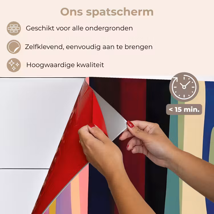 Kleurbanen - Verticaal - Kleurrijk keuken achterwand spatscherm klein -spatscherm_NL