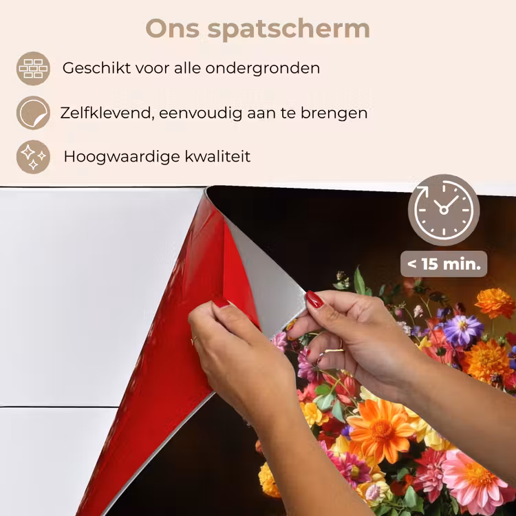 Kleuren - Boeket - Vaas - Hout keuken achterwand spatscherm klein -spatscherm_NL