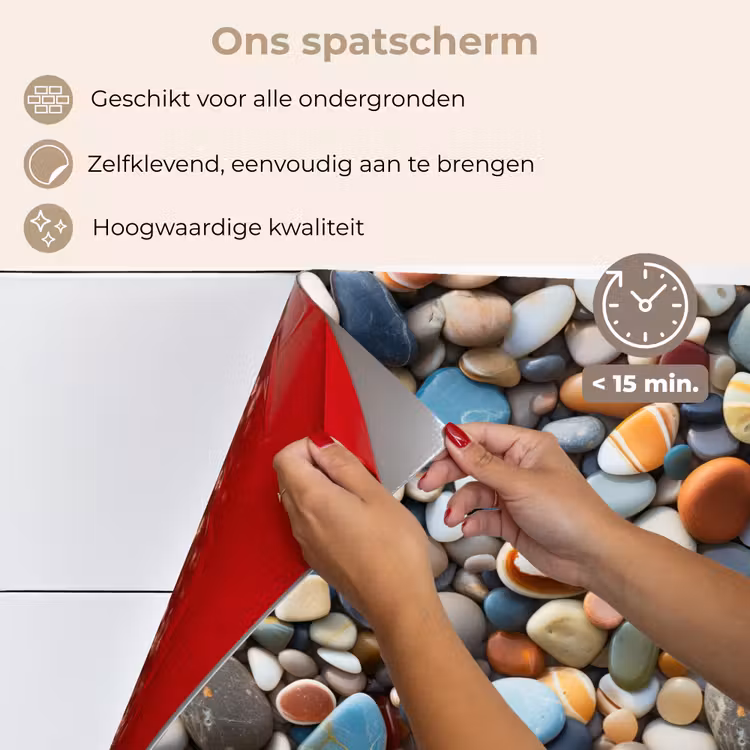 Kleuren - Strepen - Kiezels keuken achterwand spatscherm klein 900 -spatscherm_NL