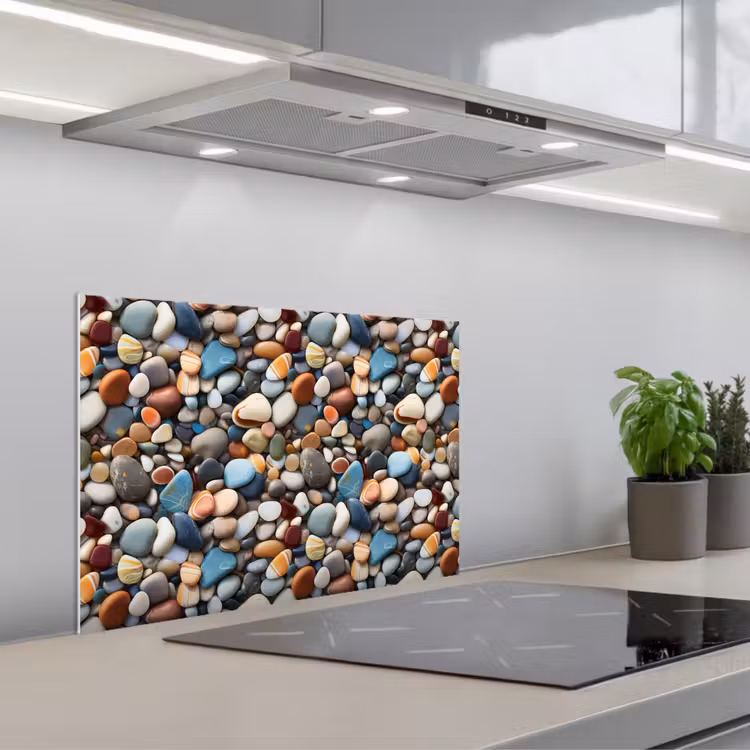 Kleuren - Strepen - Kiezels keuken achterwand spatscherm klein 900 -3d_schuin