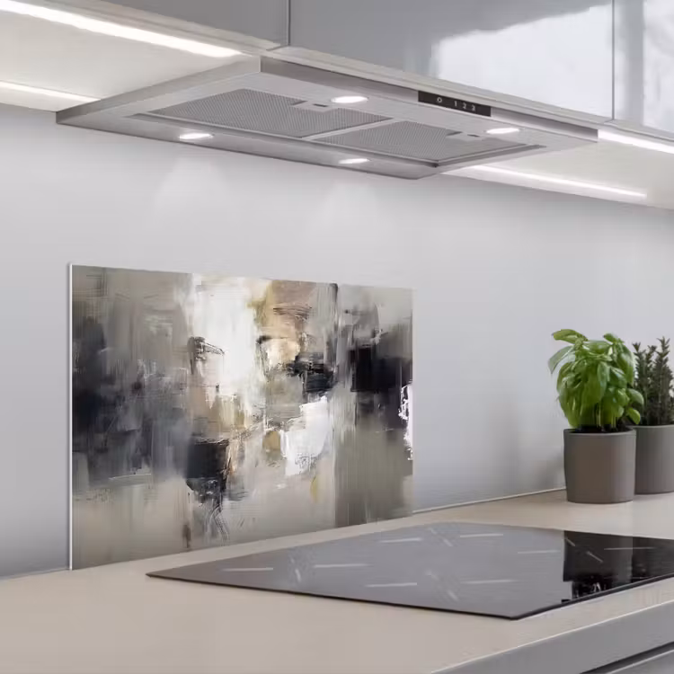 Kleurenpalet - Penseelstreken - Beige - Nevelig keuken achterwand spatscherm klein -3d_schuin