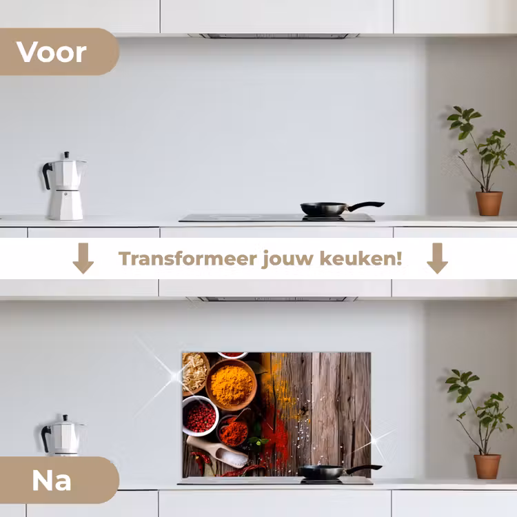 Kleurenpalet van de Natuur keuken achterwand spatscherm klein -voor_na_NL