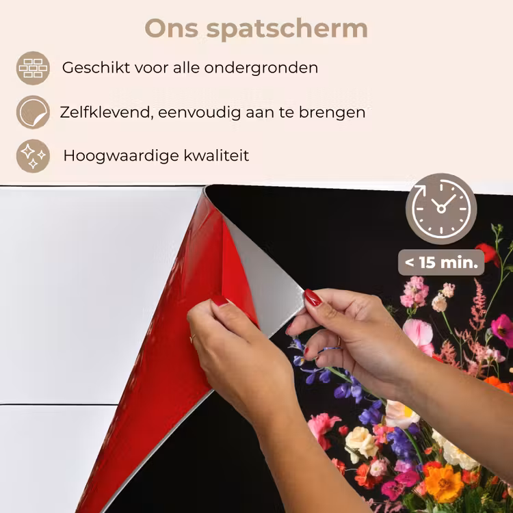Kleurrijk - Boeket - Vaas - Goud keuken achterwand spatscherm klein -spatscherm_NL