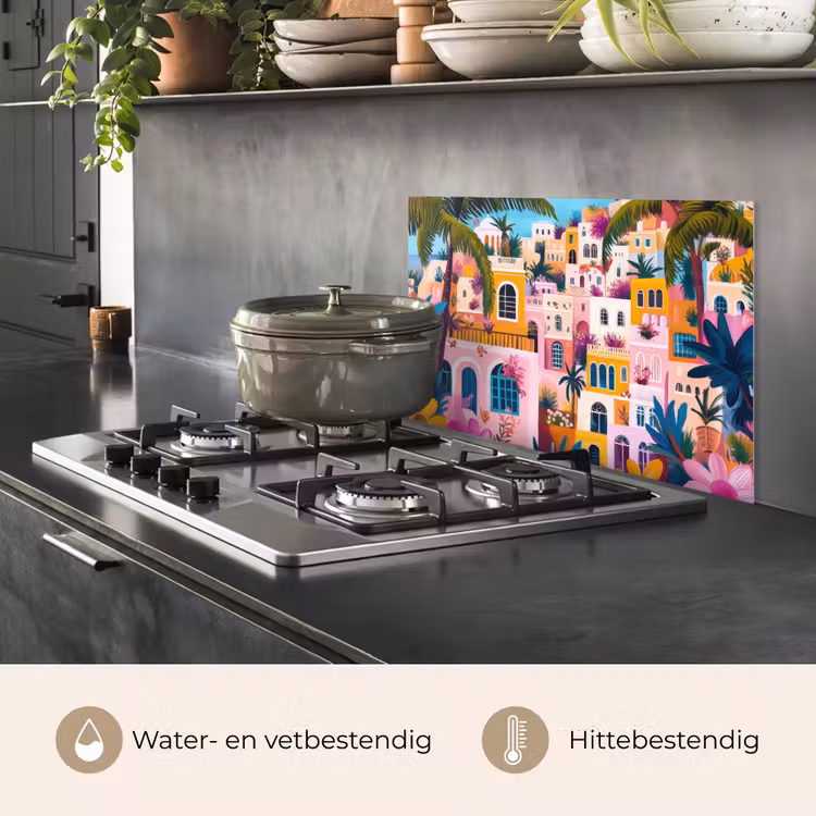 Kleurrijk - Roze - Oranje - Geel - Bloemen keuken achterwand spatscherm klein -usp_NL