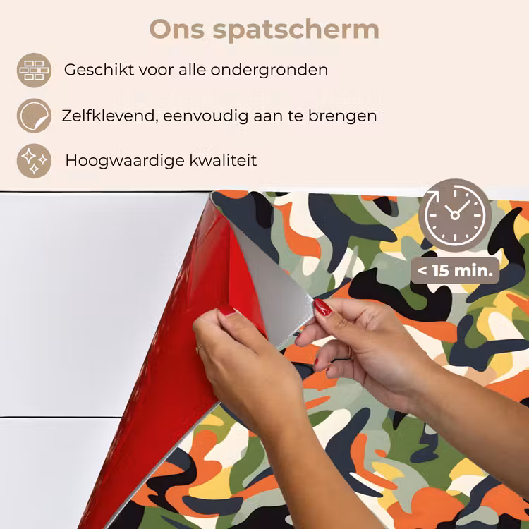 Kleurrijke - Camouflage - Organische - Vormen keuken achterwand spatscherm klein 900 -spatscherm_NL