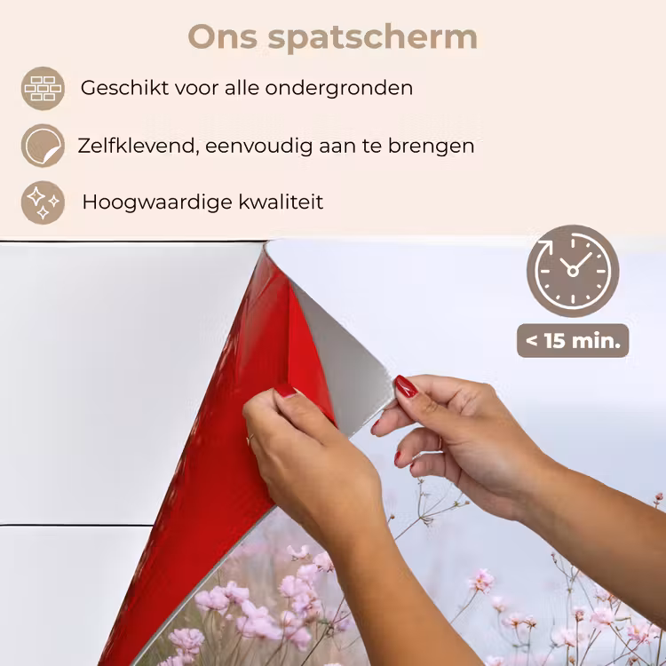 Klif - Bloemen - Zee - Roze keuken achterwand spatscherm klein -spatscherm_NL
