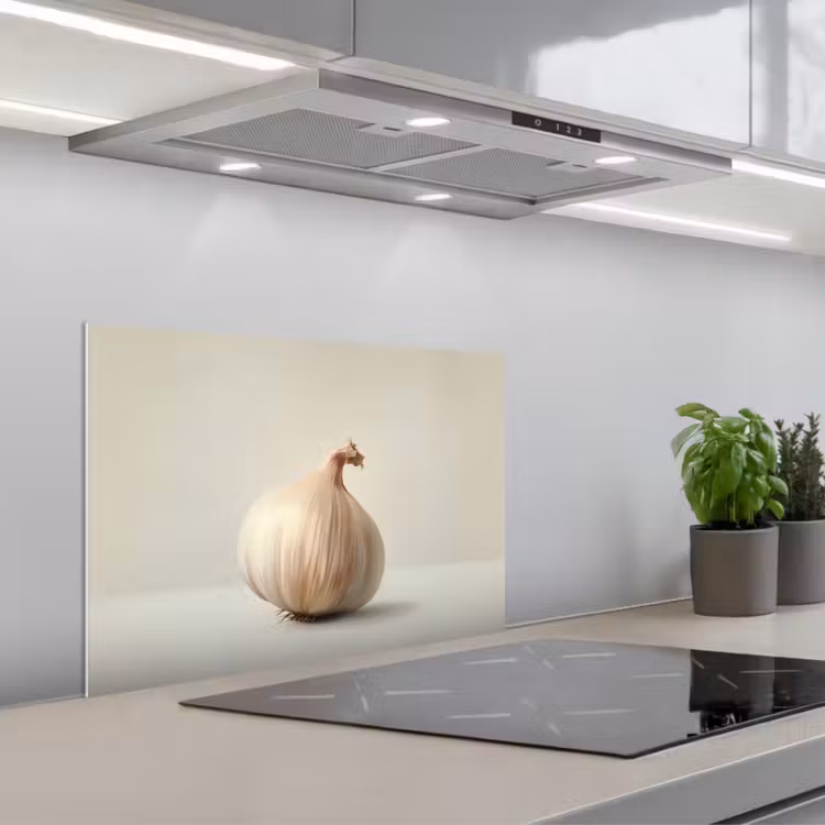 Knoflook - Natuurlijk - Beige keuken achterwand spatscherm klein -3d_schuin