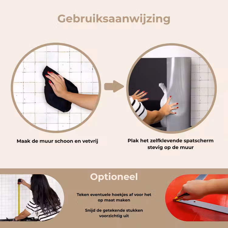 Knoflook - Zwart - Wit keuken achterwand spatscherm klein -gebruiksaanwijzing_NL