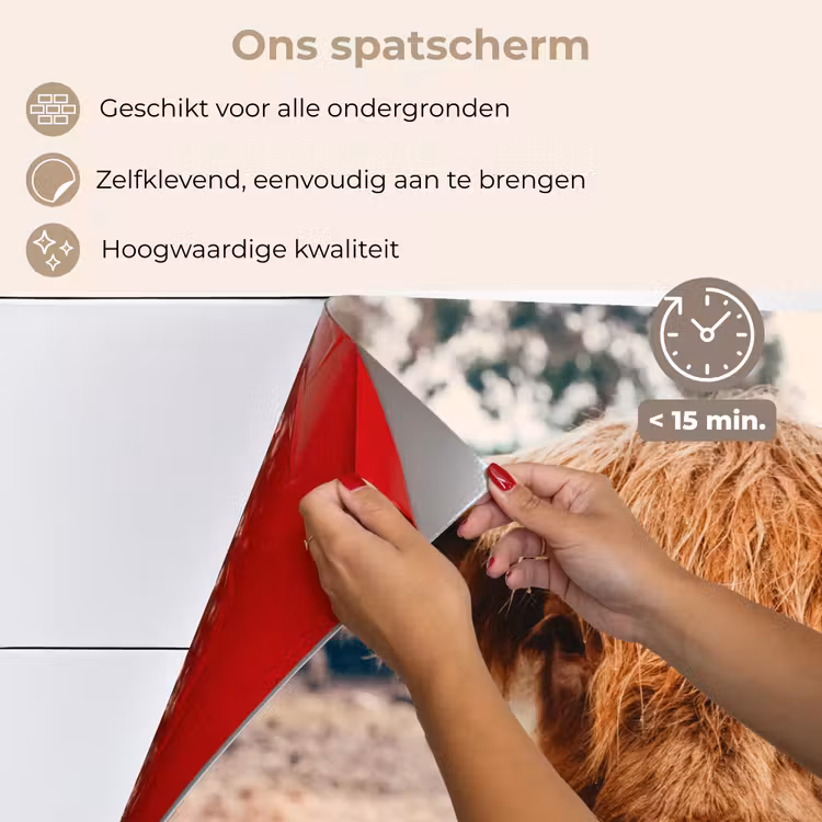Koe- Schotse hooglander - Hoorns - Bruin - Landschap keuken achterwand spatscherm klein -spatscherm_NL