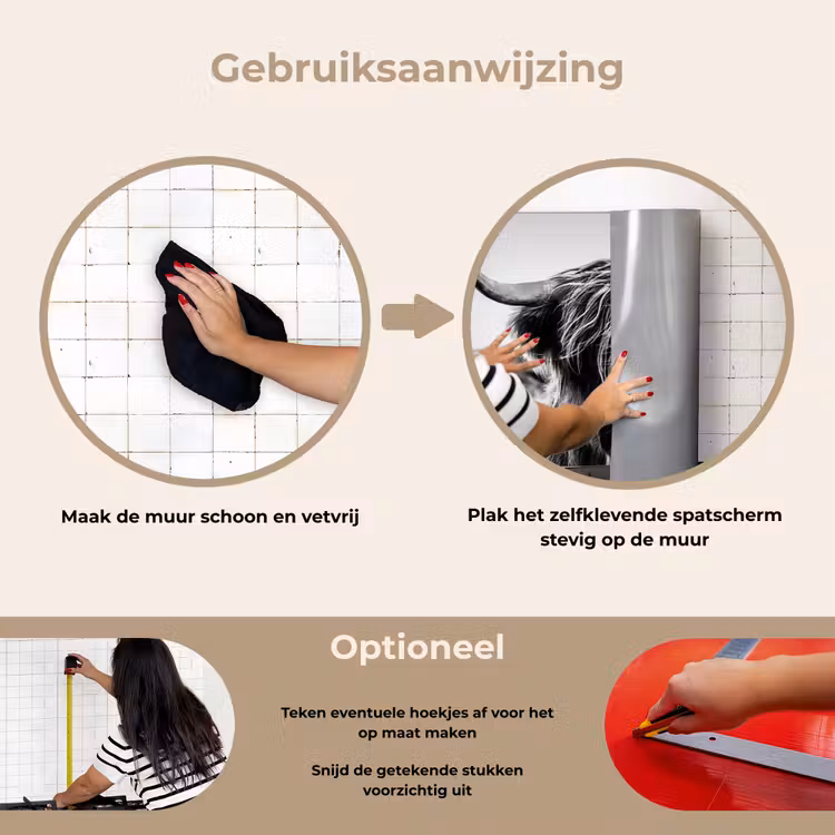 Koe - Schotse hooglander - Zwart - Wit - Dier - Natuur - Wild keuken achterwand spatscherm klein -gebruiksaanwijzing_NL