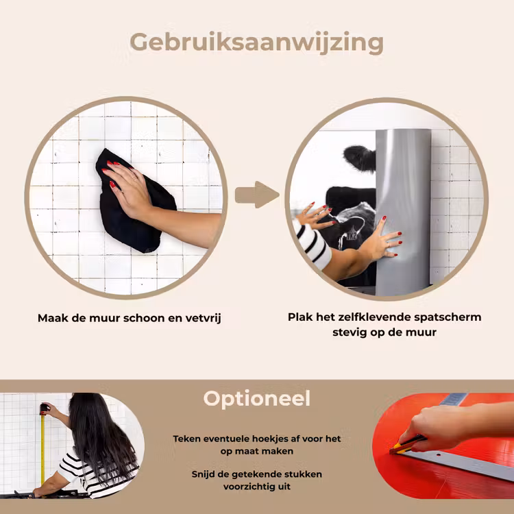 Koeien - Zwart - Wit keuken achterwand spatscherm klein -gebruiksaanwijzing_NL