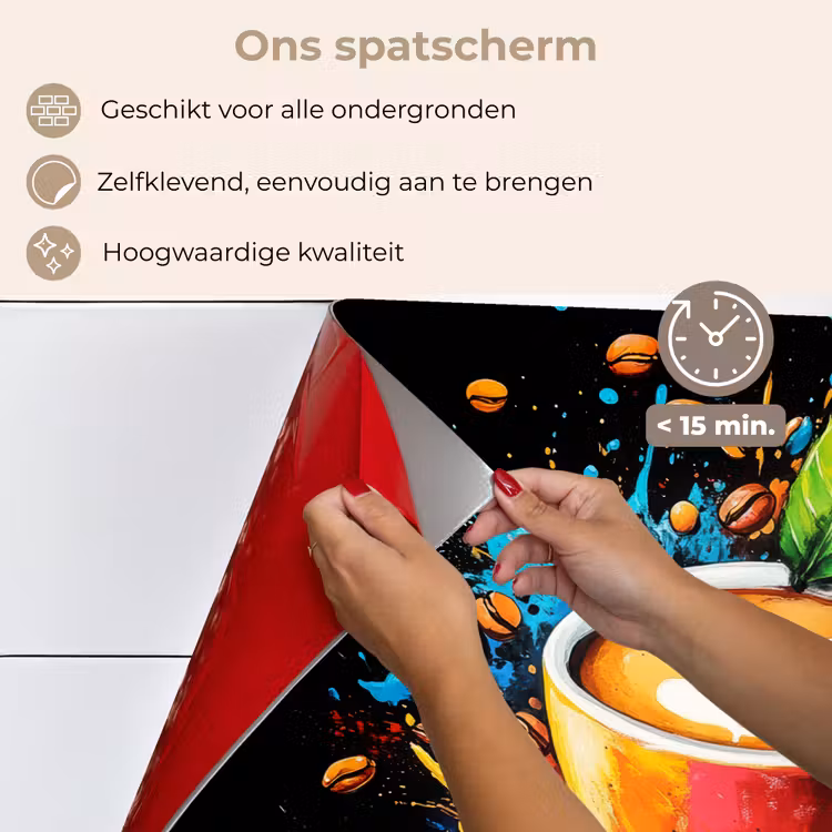 Koffie - Graffiti - Drinken - Abstract keuken achterwand spatscherm klein -spatscherm_NL