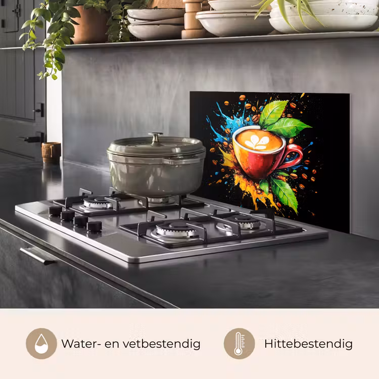 Koffie - Graffiti - Drinken - Abstract keuken achterwand spatscherm klein -usp_NL