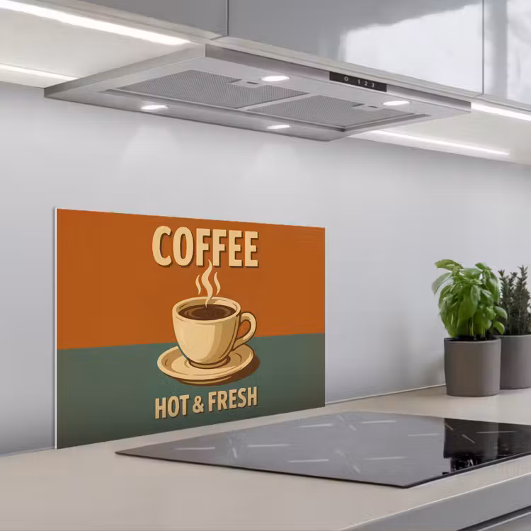 Koffie - Kop - Vintage - Quote keuken achterwand spatscherm klein -3d_schuin