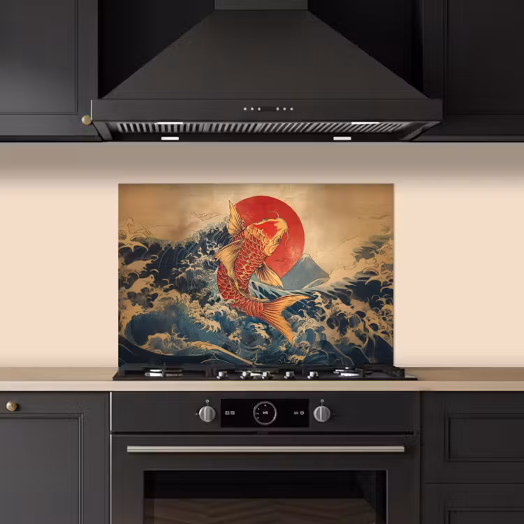 Koi - Zee - Golven - Zon keuken achterwand spatscherm klein -sfeer1