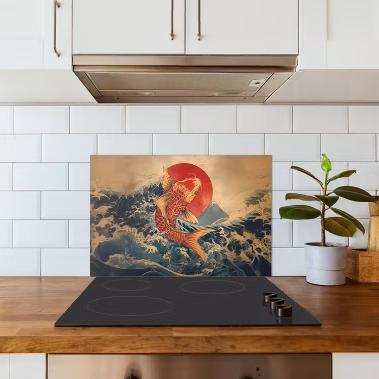Koi - Zee - Golven - Zon keuken achterwand spatscherm klein -sfeer2
