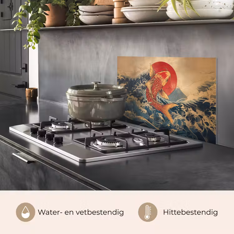 Koi - Zee - Golven - Zon keuken achterwand spatscherm klein -usp_NL