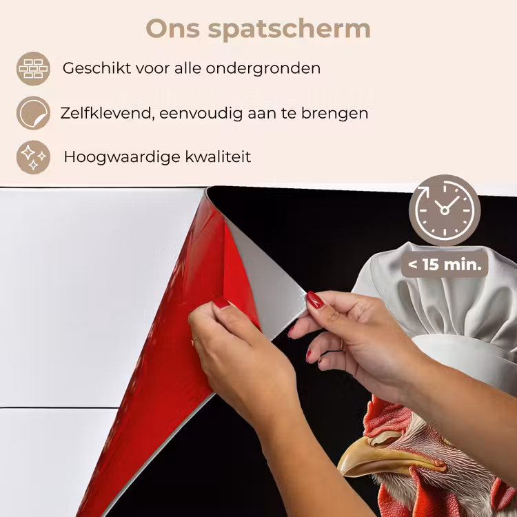 Kok - Rood - Kip keuken achterwand spatscherm klein -spatscherm_NL
