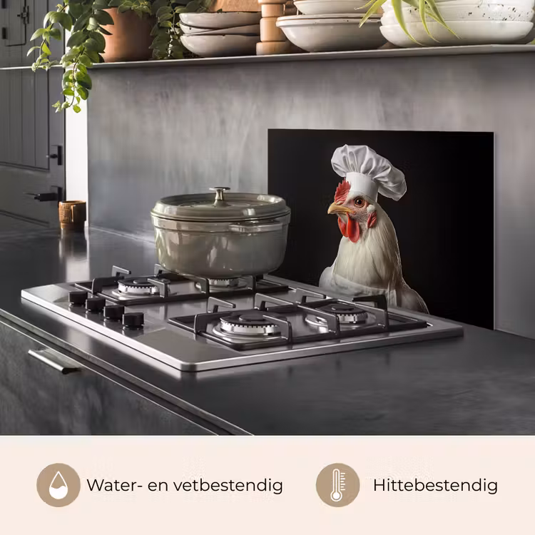 Kok - Rood - Kip keuken achterwand spatscherm klein -usp_NL