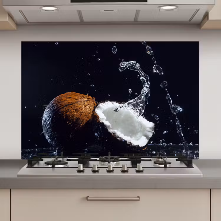 Kokosnoot - Stilleven - Water - Zwart - Fruit keuken achterwand spatscherm klein -3d_website