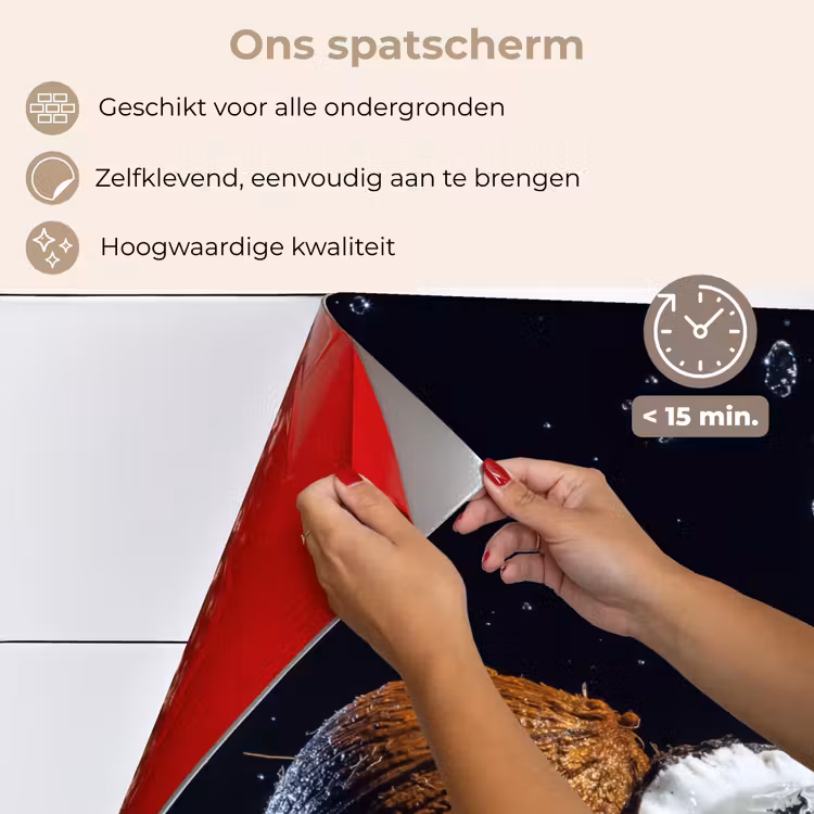 Kokosnoot - Stilleven - Water - Zwart - Fruit keuken achterwand spatscherm klein -spatscherm_NL