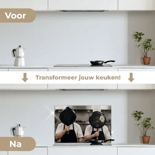 Koks - Koekenpannen - Keuken keuken achterwand spatscherm klein -voor_na_NL