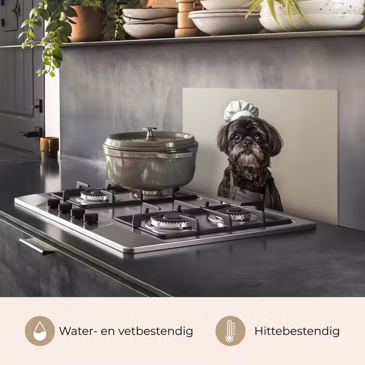 Kokskleding - Zwart - Hondje keuken achterwand spatscherm klein -usp_NL