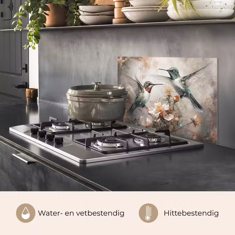 Kolibrie - Vogels - Bloemen - Planten keuken achterwand spatscherm klein -usp_NL
