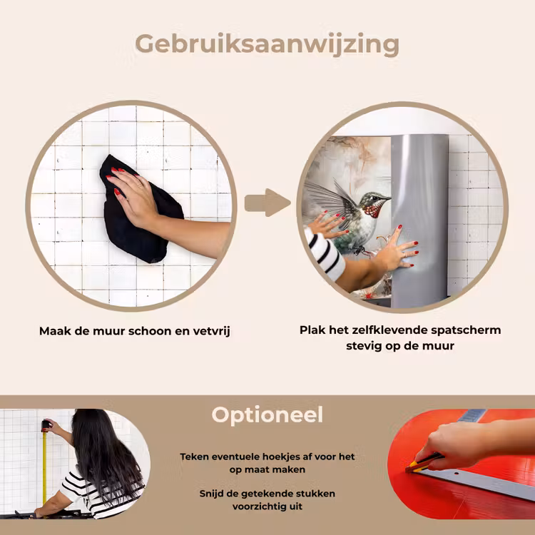 Kolibrie - Vogels - Bloemen - Planten keuken achterwand spatscherm klein -gebruiksaanwijzing_NL