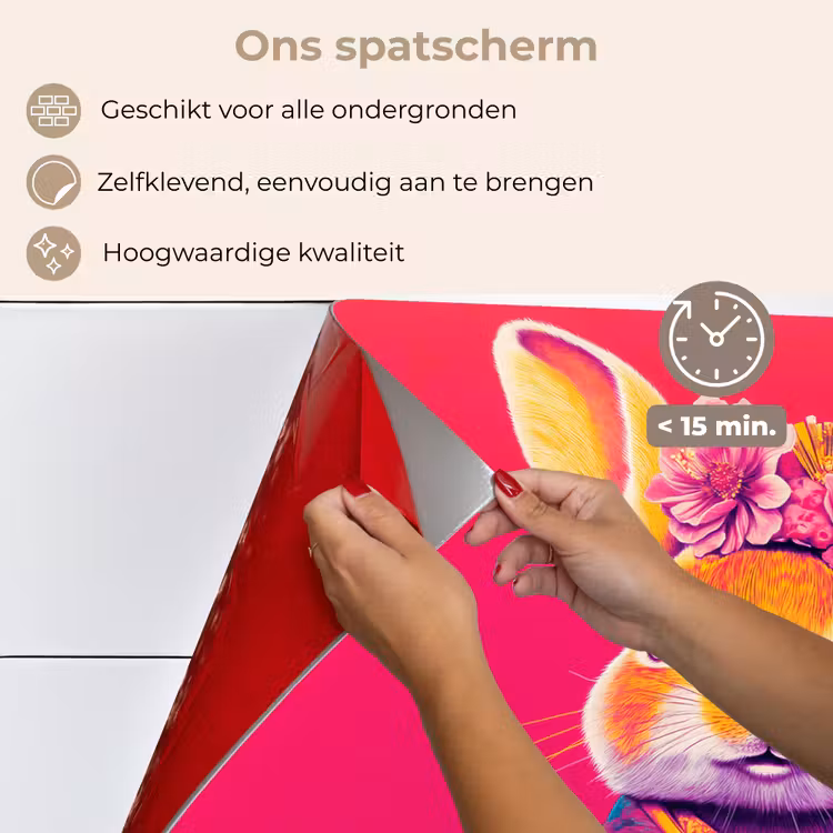 Konijn - Bloemen - Kleurrijk - Kimono keuken achterwand spatscherm klein -spatscherm_NL