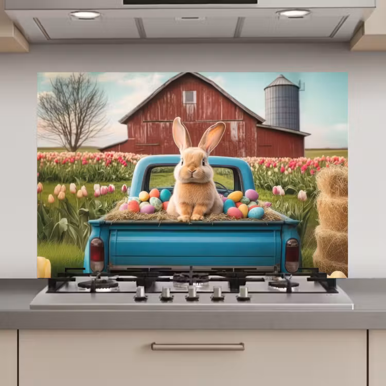 Konijn - Boerderij - Eieren keuken achterwand spatscherm klein -3d_website