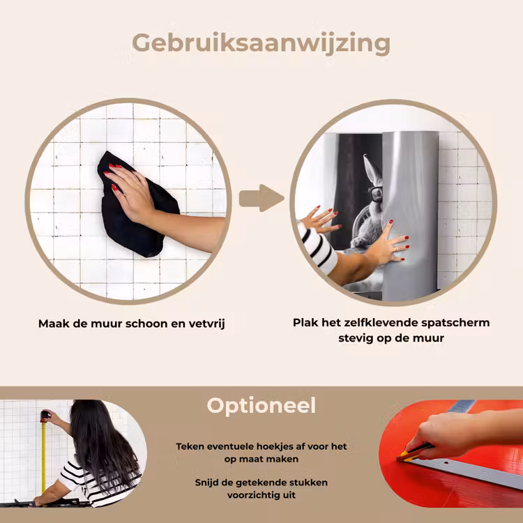 Konijn - Bunny - Zonnebril - Tafelkleed - Pasta - Schattig keuken achterwand spatscherm klein -gebruiksaanwijzing_NL