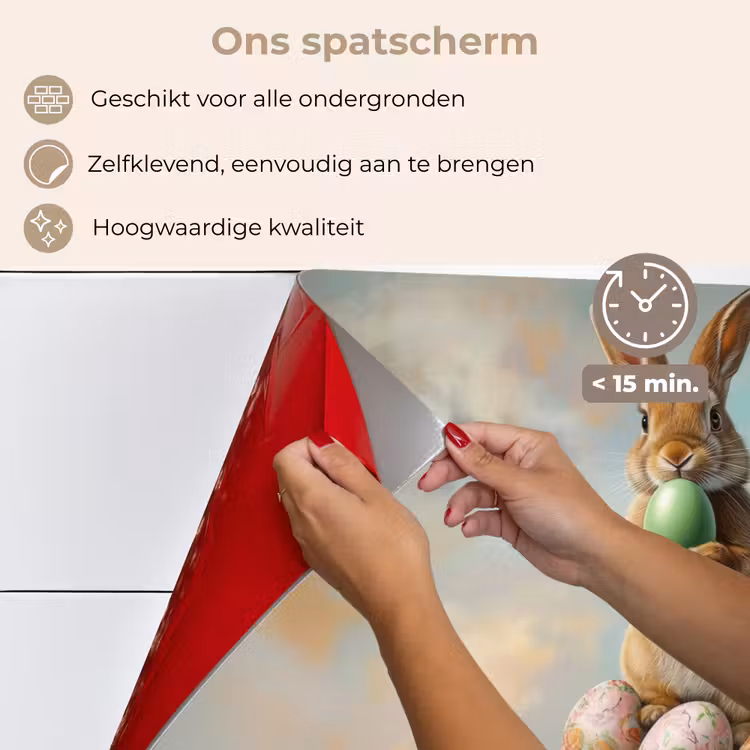 Konijn - Eieren - Kleurrijk keuken achterwand spatscherm klein -spatscherm_NL