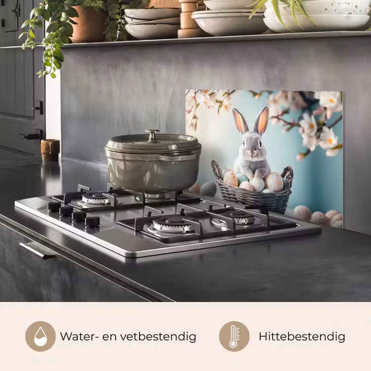 Konijn - Eieren - Mand keuken achterwand spatscherm klein -usp_NL