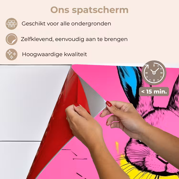 Konijn - Felroze - Sjaal - Abstract keuken achterwand spatscherm klein -spatscherm_NL