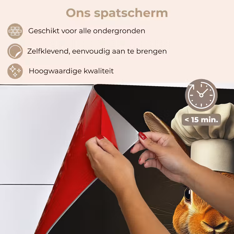 Konijn - Kok - Dier keuken achterwand spatscherm klein -spatscherm_NL
