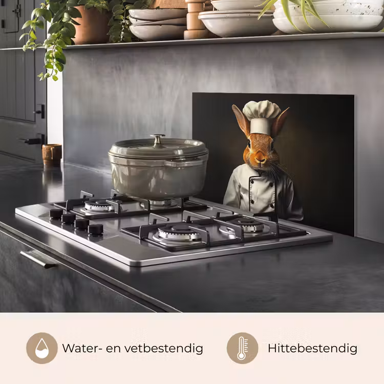 Konijn - Kok - Dier keuken achterwand spatscherm klein -usp_NL