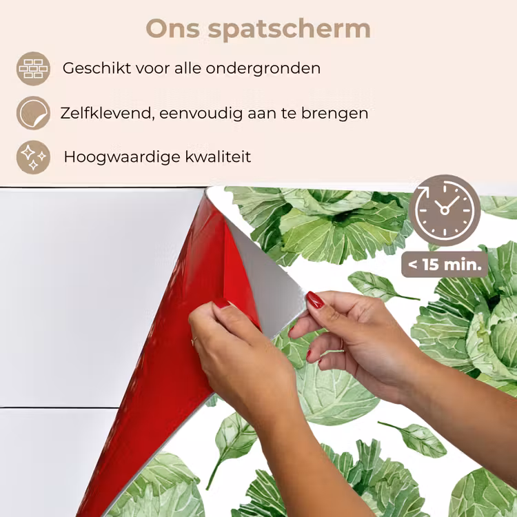 Kool - Bladgroen - Wit - Patroon keuken achterwand spatscherm klein 900 -spatscherm_NL
