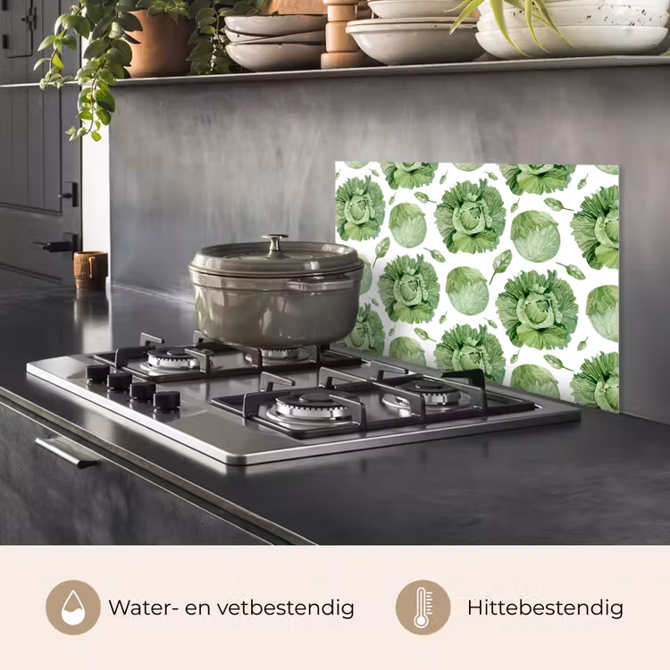 Kool - Bladgroen - Wit - Patroon keuken achterwand spatscherm klein 900 -usp_NL