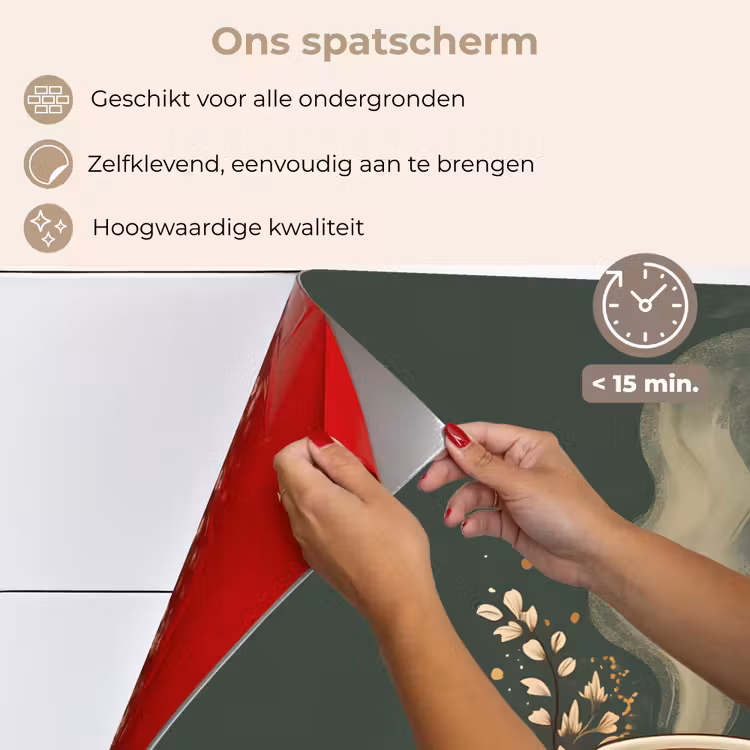 Kop - Bloemen - Groen - Koffie keuken achterwand spatscherm klein -spatscherm_NL