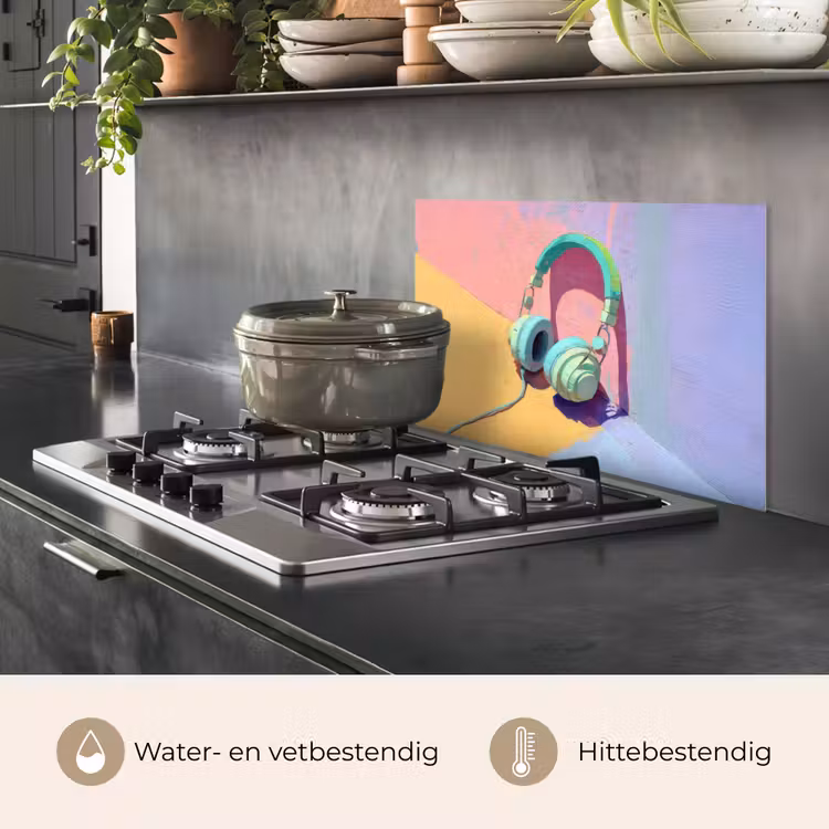 Koptelefoon - Mintgroen - Draad keuken achterwand spatscherm klein -usp_NL