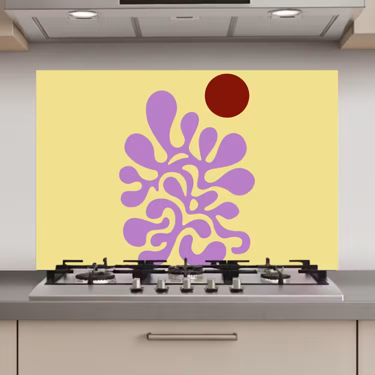 Koraal - Cirkel - Abstract - Geel keuken achterwand spatscherm klein -3d_website