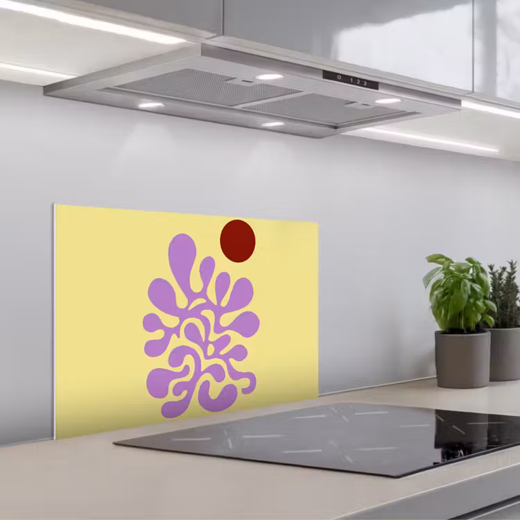 Koraal - Cirkel - Abstract - Geel keuken achterwand spatscherm klein -3d_schuin